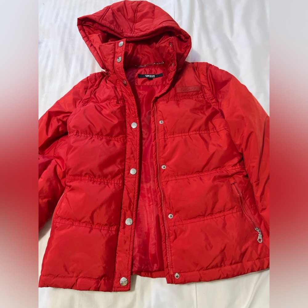 DKNY Red Puffer Jacket women